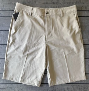 Adidas ClimaLite Polyester Flat Front Casual Golf Shorts Men's Size 34 Khaki - Picture 1 of 6