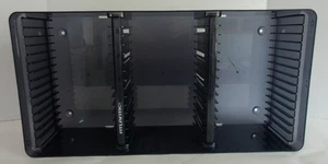 Vtg Atlantic Domino Black 45 CD Holder 3 Row Storage Plastic Wall Mount Tabletop - Picture 1 of 12