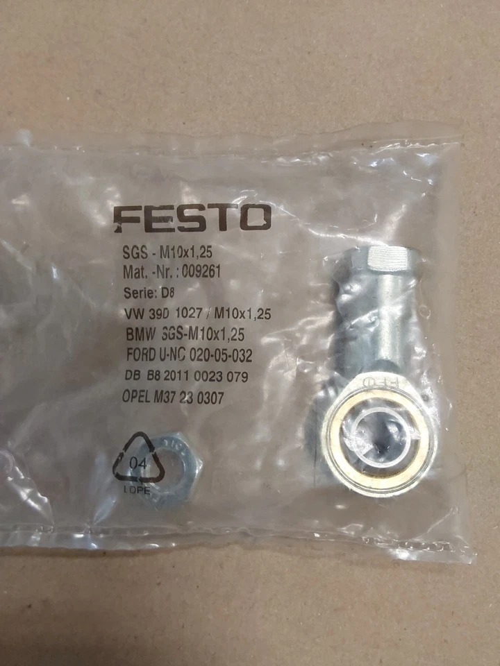 FESTO 009261 ROD EYE SGS-M10x1, 25  SERIES D8 - Image 1 of 2