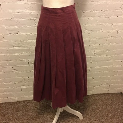 Laura Ashley vtg 80s pleated corduroy skirt mauve size 10 fits 4 NWT - Image 1 of 4