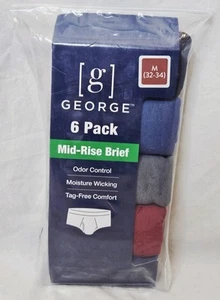 NUEVO Paquete de 6 calzoncillos de tiro medio George para hombre ropa interior sin etiquetas elige la talla S M L 2XL - Imagen 1 de 3
