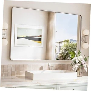 48x30 Wall Mirror for Bathroom,Brushed Nickel Bathroom Vanity Mirror - Picture 1 of 8
