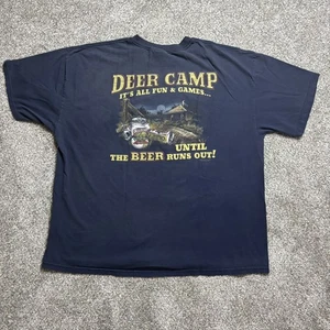 Vintage Buck Wear Hunting Shirt 2XL Short Sleeve Blue 2005 Beer Deer Camp - Picture 1 of 6