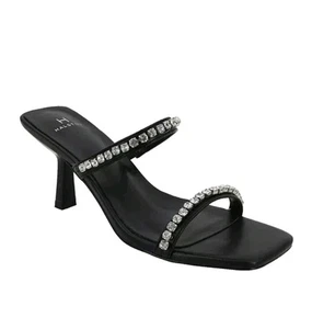 H By Halston Maldives Dress Sandals Crystal Strap Black Size 9 New - Picture 1 of 15