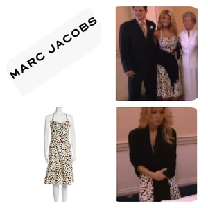 Abito midi vintage Y2K Marc Jacobs multicolore a pois Halter pastello taglia 8 - Foto 1 di 15