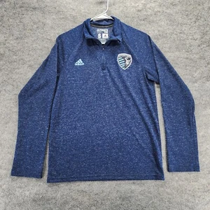 Sporting Kansas City Pullover Mens Small Quarter Zip Blue Adidas Climalite - Picture 1 of 8