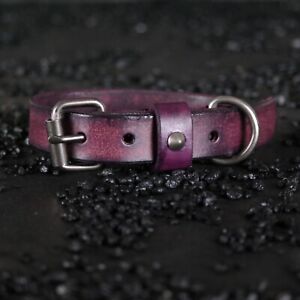 Vintage Pink Leather Dog collar. Handmade. 1 inch Wide 