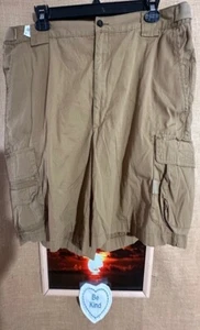 ORVIS men’s tan cargo 44 short pockets flat solid loose zipper side adjusters Ch - Picture 1 of 10