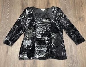 Vintage Y2K Top Womens XL Velvet Burnout Whimsigoth Fairy Grunge Square Neck - Picture 1 of 10