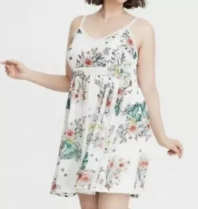 Torrid 2 Ivory Floral Crochet Chiffon Smocked Sleeveless Women’s Dress NWT 2X - Picture 1 of 4