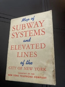 1950s Map of New York City Subway & Elevated Lines Bell System NY Telephone CO - Picture 1 of 16