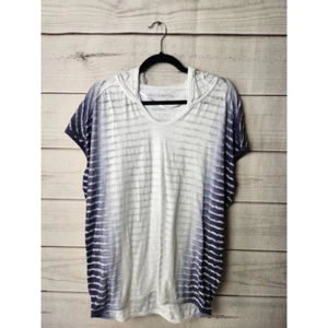 Calvin Klein Performance Womens Shirt Top White Purple Ombre Short Sleeve Hood M - Picture 1 of 6