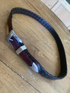 Brighton Hand Crafted Basket Weave Belt Dark Brown Silver Buckle Keep Tip 38 - Picture 1 of 8