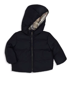 Brandneu mit Etikett schöne Designer BURBERRY Jungen/Mädchen blau & Nova gefütterte Jacke mit Kapuze 9M - Bild 1 von 1