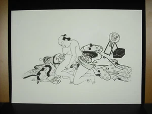 Estampe japonaise image du printemps" shunga 春画 Suzuki Hokusai? érotique erotica - Imagen 1 de 3