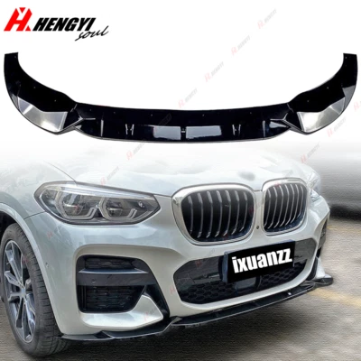 For BMW X3 G01 X4 G02 M Sport 2018-2021 Gloss Black Front Bumper Spoiler Lip Kit - Image 1 of 4