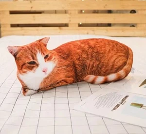 Orange Cat Print Pillow Plush Toy 19" Stuffed Animal Toddler Doll Gift for Kids - Picture 1 of 2