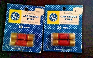 4 Vintage NEW GE 10 AMP Fuse cartridges 45 cent retail 2 packs of 2 - Picture 1 of 4