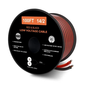 14 Gauge Wire 2 Conductors 100FT Speaker Wire 14AWG Copper Clad Aluminum Copper - Picture 1 of 12