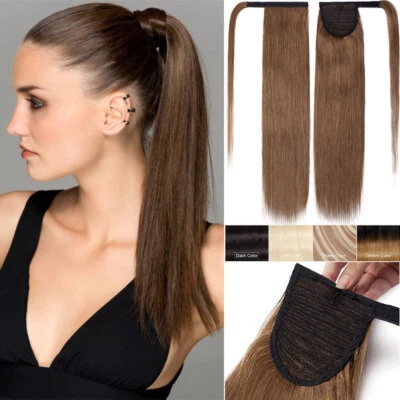 Thick Hair Ponytail Clip in Pony Tail 100% Real Human Hair Extensions Wrap Claw - Image 1 of 4