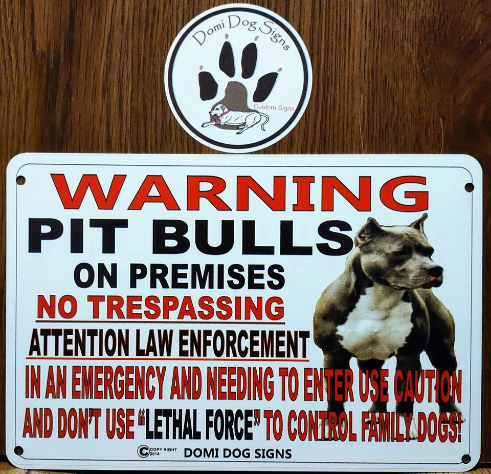 Metal Warning Pit Bulls Dog Sign For FENCE,Beware Of Dog 8"x12" PitBull USA Made - Image 1 of 1