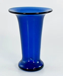 ANTIQUE BRISTOL COBALT BLUE GLASS TRUMPET BULB VASE 10.5cm - Picture 1 of 5