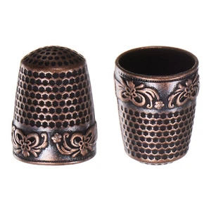 2pcs Sewing Thimble Copper Sewing Thimble Finger Protector, Red Bronze - Picture 1 of 5