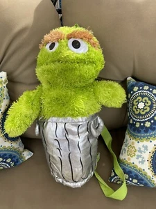 Sesame Street Oscar the Grouch Plush 14" Backpack Trash Can Bin With Zip Pocket - Picture 1 of 5