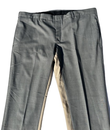 Abito vintage PRADA pantaloni grigio lana con righe cachi taglia 54 usati 40x33"" nuovi di zecca