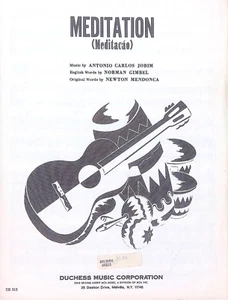 Meditation Sheet Music Antonio Carlos Jobim Norman Gimbel 1963 Latin Song - Picture 1 of 3