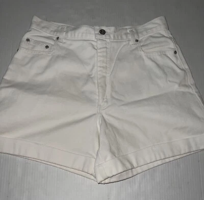 Vintage LA BLUES Denim Jean Shorts size 14 White High Waist 90s Y2K Mom Jeans - Image 1 of 4