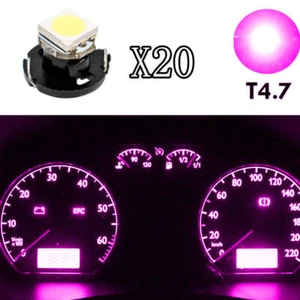 20x Pink T5/T4.7 Neo Wedge LED Instrument Panel Dashboard Interior Light Bulbs ， - Picture 1 of 7