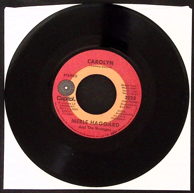 MERLE HAGGARD & THE STRANGERS CAROLYN/WHEN THE FEELIN' GOES...VINYL 45 VG 41-130 - Image 1 of 2