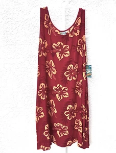 PIN002 Pineapple Moon Women's Maroon Rayon Dress (L/XL) - Picture 1 of 2