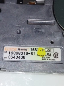 Teac FD-005HG 1661-U LAPTOP Notebook FLOPPY DRIVE INTERNAL P/N: 19308316-61 - Picture 1 of 5