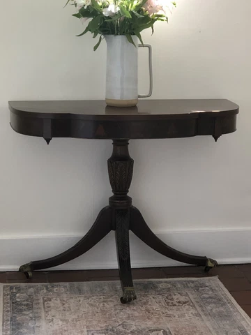 Beautiful Irwin Furniture Company Hall Table (Demi-lune) Clawfoot Mahogany Cover