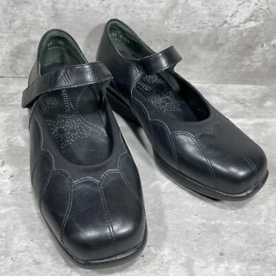 Zapatos para mujer estilo Mary Jane Kumfs gancho y bucle cuero negro talla 8,5 Foto 1 de 4