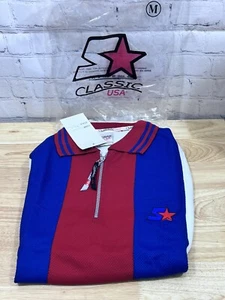 Vintage Starter Classic USA Zipper Short Sleeve Polo Red White Blue NWT Men’s M - Picture 1 of 11