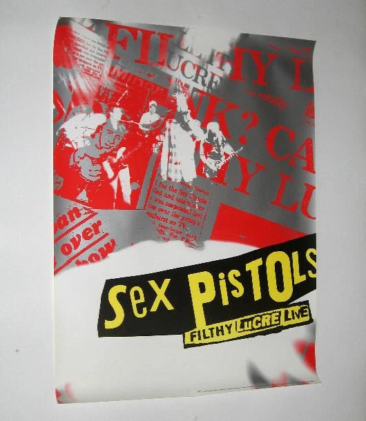Pôster promocional Sex Pistols FILTHY LUCRE LIVE 1996 18" x 24" excelente estado - Imagem 1 de 1