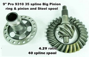 4.29 ratio 9310 PRO Large Pinion 9" Ford COMBO Ring & Pinion & 40 spline Spool - Bild 1 von 9