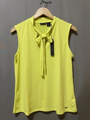 Nuevo con etiquetas Top Jesey elástico cuello en V sin mangas tahari para mujer talla L amarillo limón. Foto 1 de 4