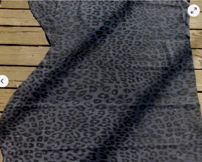 calfskin suede leather XL hide Black on Steel Blue Cheetah Print full bodied - Image 1 of 4