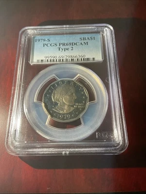 1979 S PCGS PR69DCAM Susan B Anthony Dollar Coin TYPE 2 - Image 1 of 3