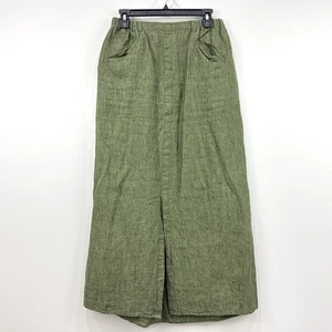 Flachs by Jeanne Engelhart Leinen Rock Damen L grün Lagenlook Beachy Pull On - Bild 1 von 12