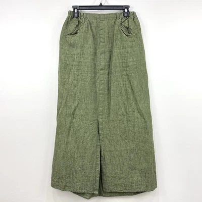 Falda de lino para mujer Flax By Jeanne Engelhart L verde Lagenlook playera Foto 1 de 4
