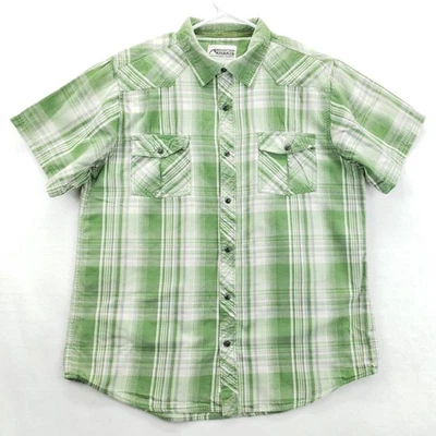 Mountain Khakis Shirt Mens Large Green Plaid Short Sleeve Western Snap Cotton - Image 1 of 4