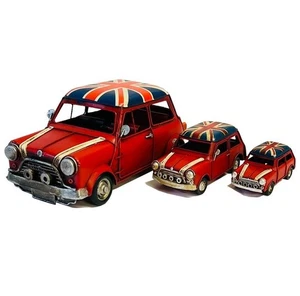 Vintage Mini Auto Ornament mit Union Jack Flagge - Retro Sammlerstück Wohndeko - Bild 1 von 1