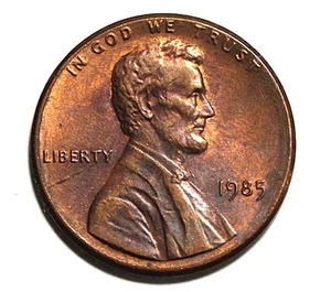 1985 Lincoln Memorial Cent Stempelriss auf Obv Fettfehler bei Drehzahl schöne Tönung - Bild 1 von 3