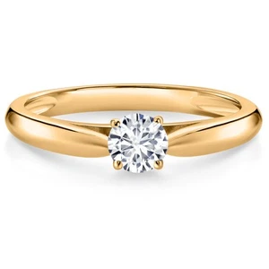 10K Yellow Gold White Lab Grown Diamond Solitaire Engagement Ring For Women | - Picture 1 of 24