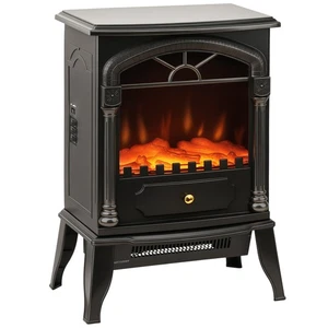 HOMCOM Portable Fireplace with Adjustable Thermostat, 2 Heat Settings, Black - Picture 1 of 11